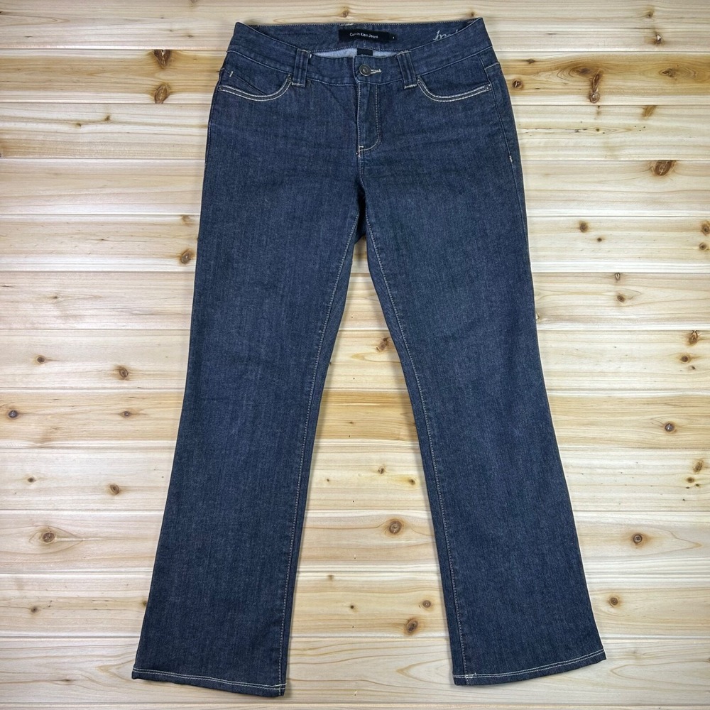 Calvin Klein Jeans Womans 4 Bootcut Dark Wash Low Rise Denim Blue Jeans
